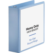 Business Source Round-ring View Binder, 3" Capacity, Letter Size (8.5" x 11"), 625 Sheet Capacity, 2 Internal Pockets, Light Blue, Polypropylene/Chipboard, 1 Each