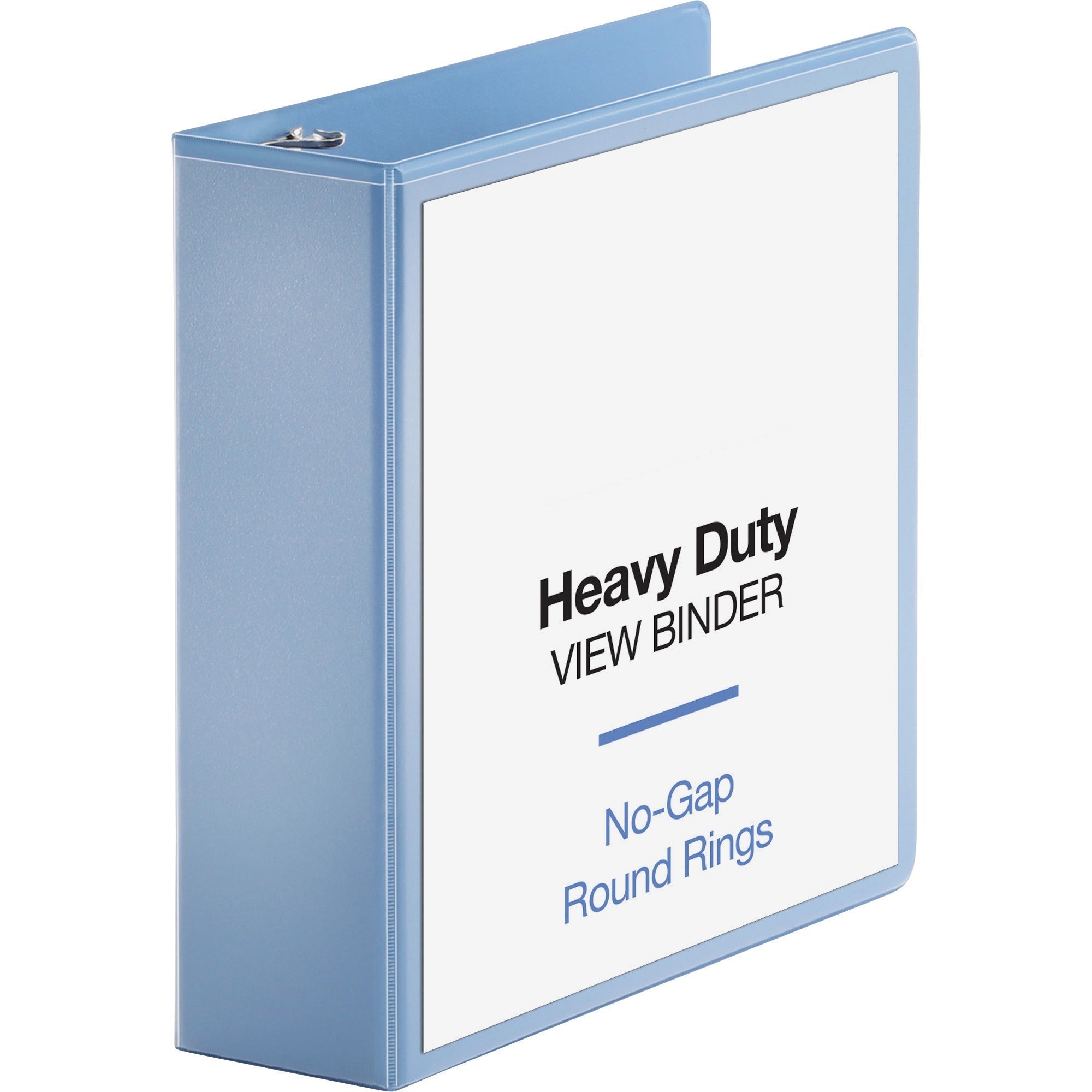 Business Source Round-ring View Binder, 3" Capacity, Letter Size (8.5" x 11"), 625 Sheet Capacity, 2 Internal Pockets, Light Blue, Polypropylene/Chipboard, 1 Each