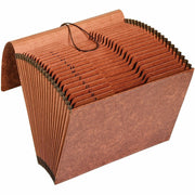 Business Source Letter Size Expanding File, 21 Pockets, Brown, 30% Recycled, 1 Each