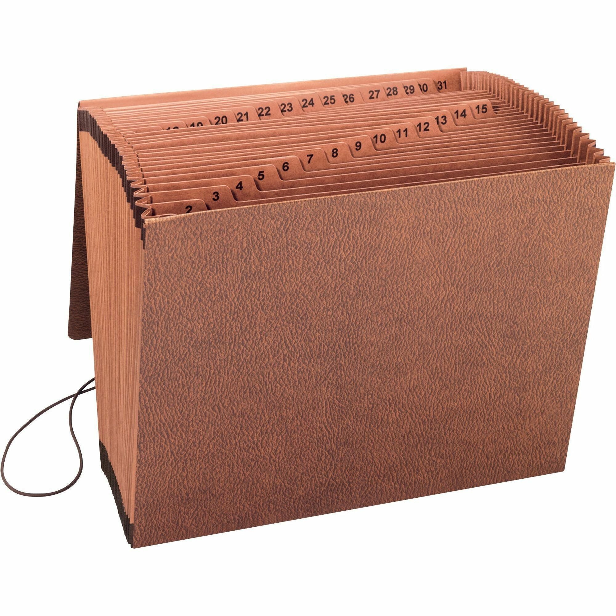 Business Source Letter Size Expanding File, 31 Pockets, Brown, 30% Recycled, 1 Each