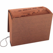 Business Source Letter Size Expanding File, 12 Pockets, Brown, 30% Recycled, 1 Each