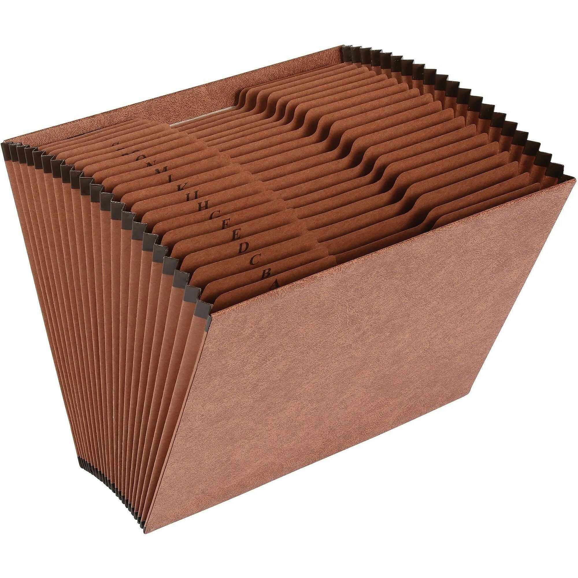 Business Source Letter Size Recycled Expanding File, 21 Pockets, Brown, 30% Recycled, 1 Each