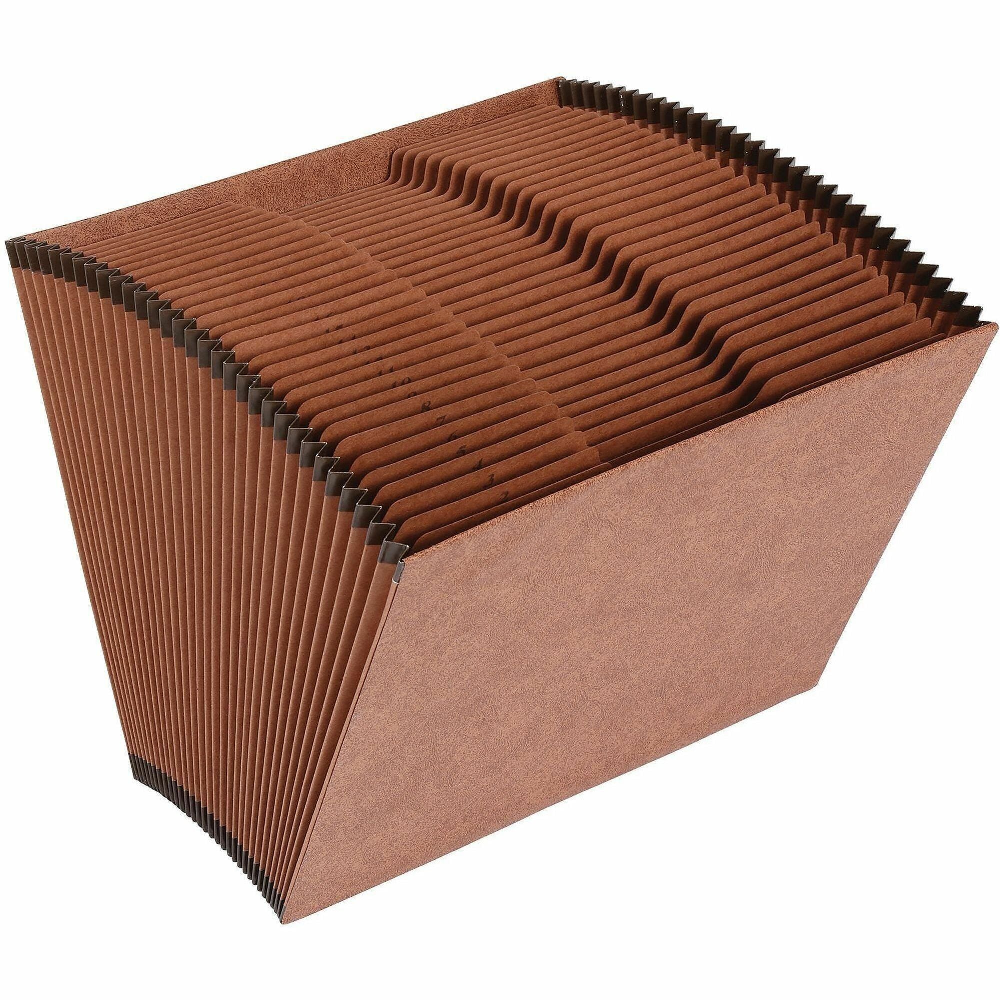 Business Source Letter Size Recycled Expanding File, 8 1/2" x 11", 31 Pockets, Brown, 30% Recycled, 1 Each