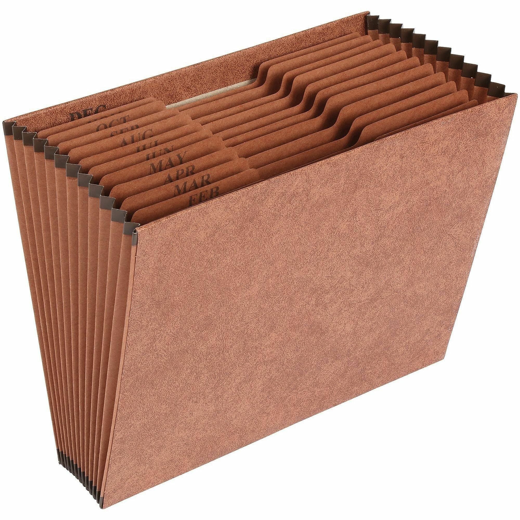 Business Source Expanding File, Letter Size, 12 Pockets, Brown, 30% Recycled, 1 Each