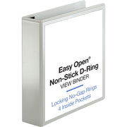 Business Source Locking D-Ring View Binder, 2" Capacity, Letter Size, 500 Sheet, 4 Pockets, White, 1 Each