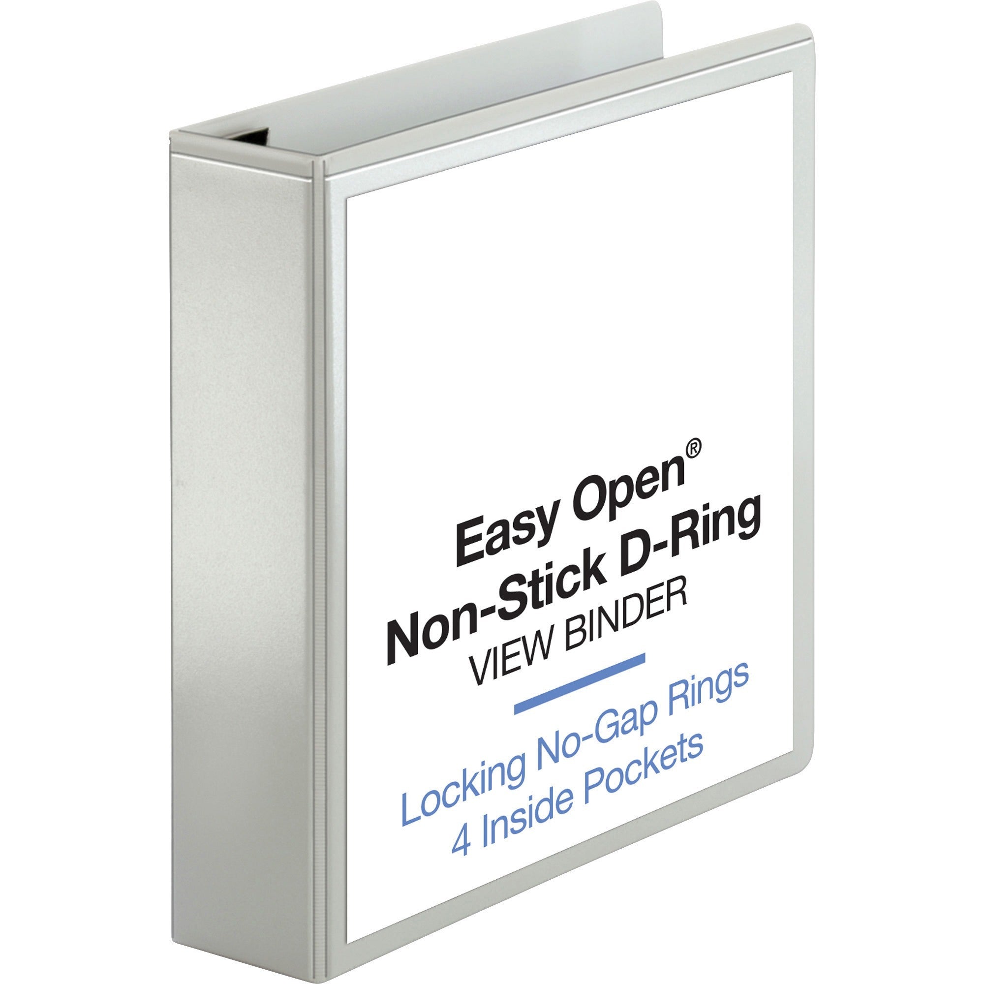 Business Source Locking D-Ring View Binder, 2" Capacity, Letter Size, 500 Sheet, 4 Pockets, White, 1 Each