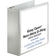 Business Source Locking D-Ring View Binder, 4" Capacity, Letter Size, 775 Sheet, 4 Pockets, White, 1 Each