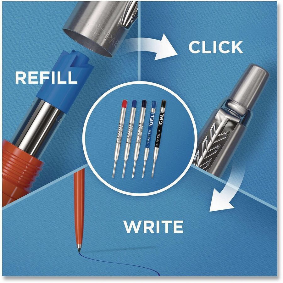 Medium Pen Point - Retractable - Blue Ink - Polished Chrome Stainless Steel Barrel - 1 Each