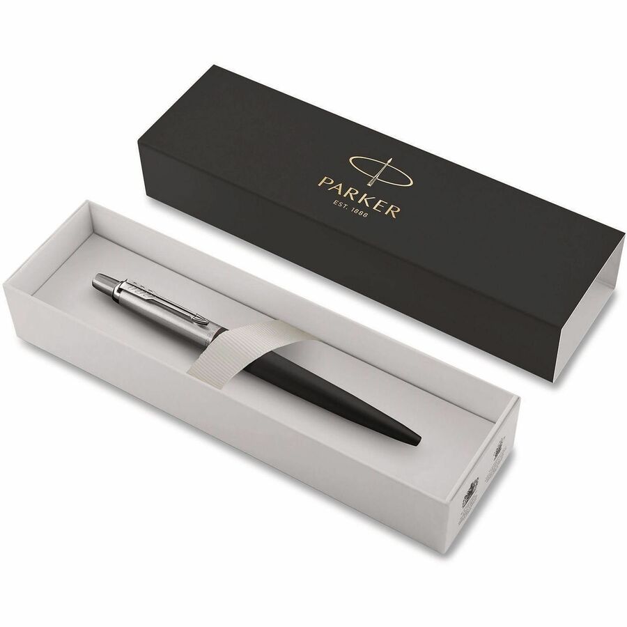 Medium Pen Point - Retractable - Blue Ink - Polished Chrome Stainless Steel Barrel - 1 Each