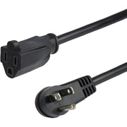 StarTech.com Flat Extension Cord - NEMA 5-15R to NEMA Right-Angle 5-15P - 3 ft.