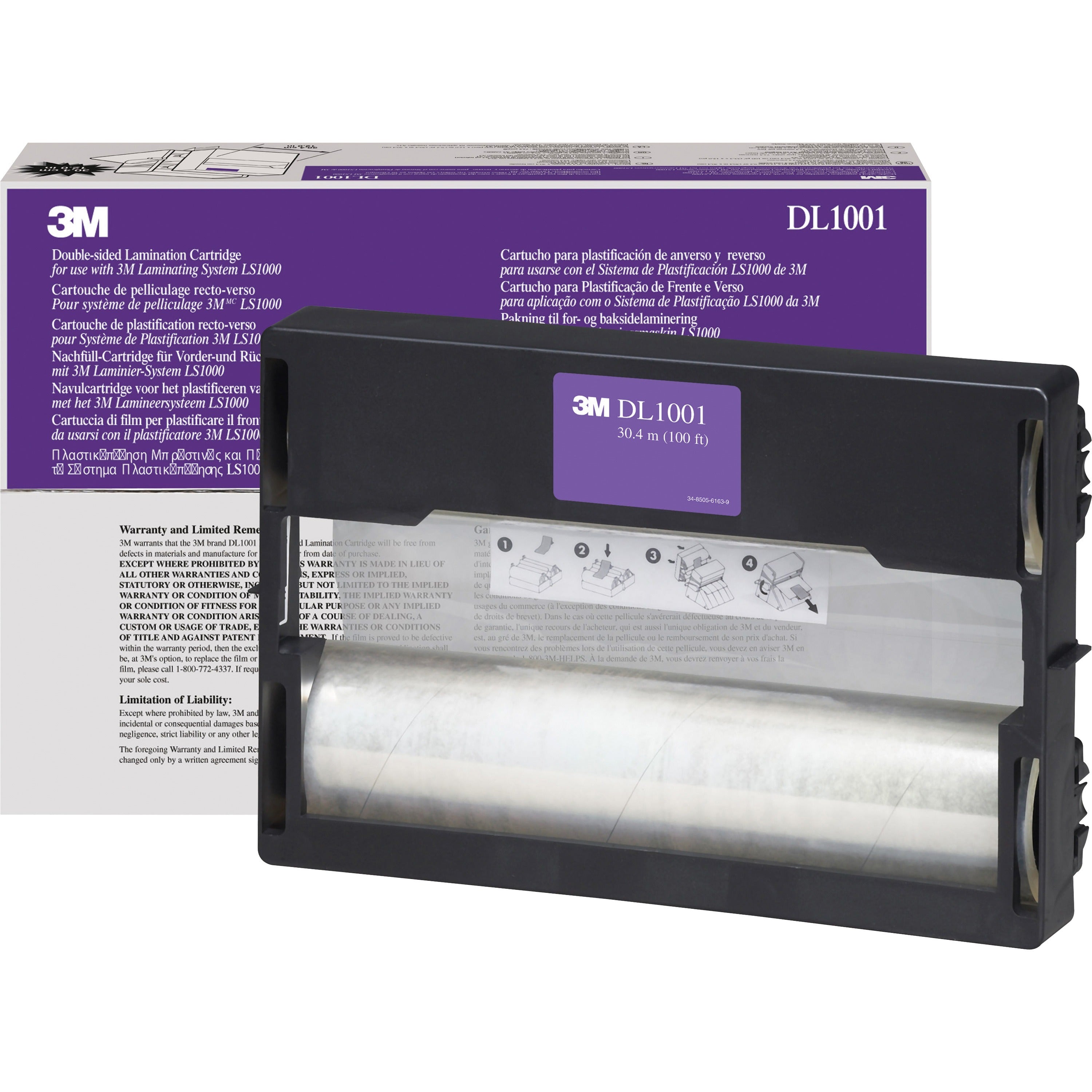 Scotch Cool Laminating System Refill, 12" x 100 ft, 5.6 mil, Glossy, Double Sided, Photo-safe, Clear, 1 Each