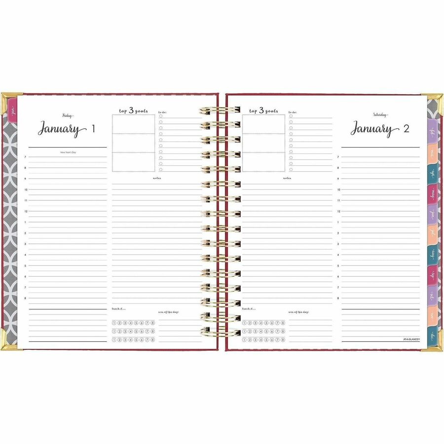 At-A-Glance Harmony Hardcover Daily Monthly Planner, Berry, Medium, 7" x 8 3/4"