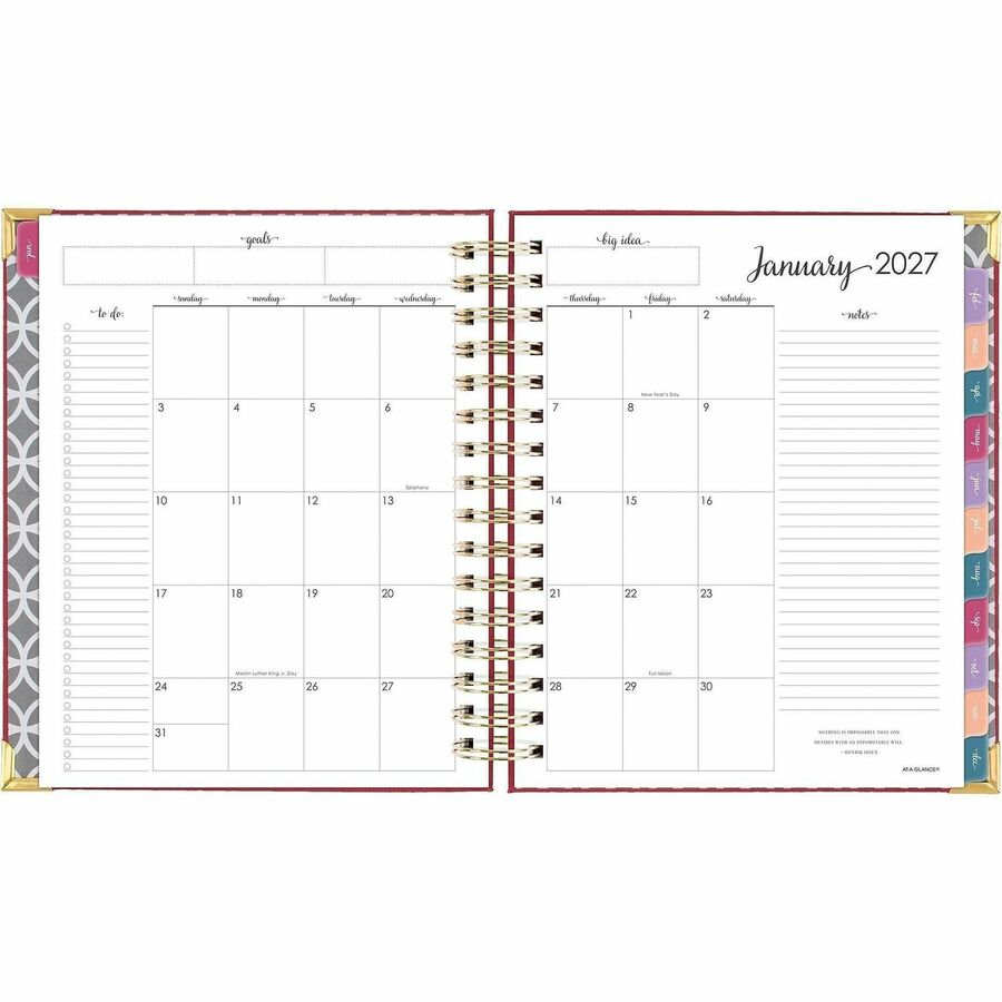 At-A-Glance Harmony Hardcover Daily Monthly Planner, Berry, Medium, 7" x 8 3/4"