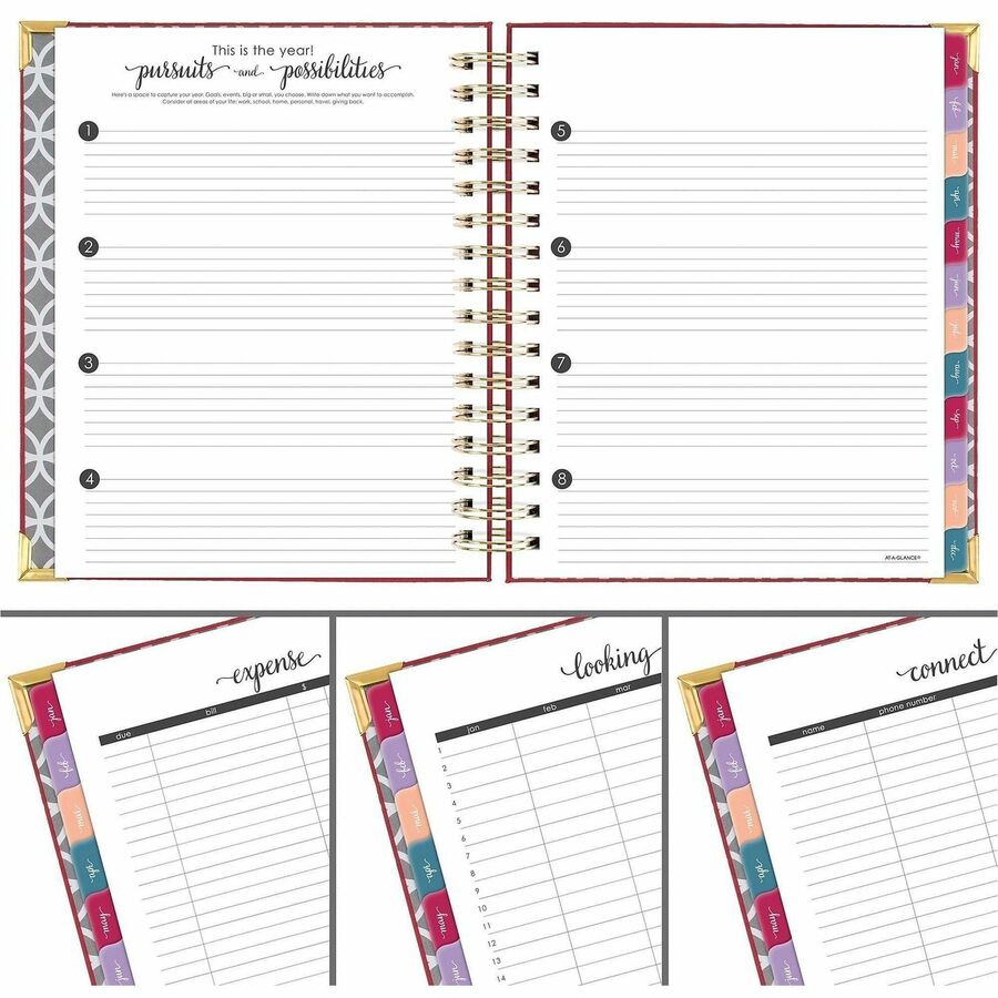 At-A-Glance Harmony Hardcover Daily Monthly Planner, Berry, Medium, 7" x 8 3/4"