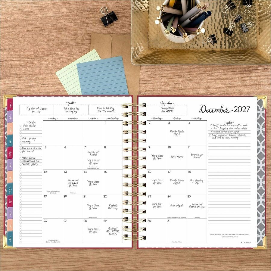 At-A-Glance Harmony Hardcover Daily Monthly Planner, Berry, Medium, 7" x 8 3/4"