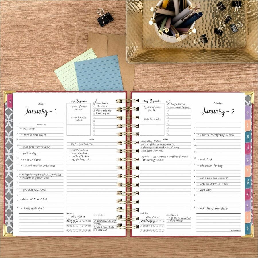 At-A-Glance Harmony Hardcover Daily Monthly Planner, Berry, Medium, 7" x 8 3/4"