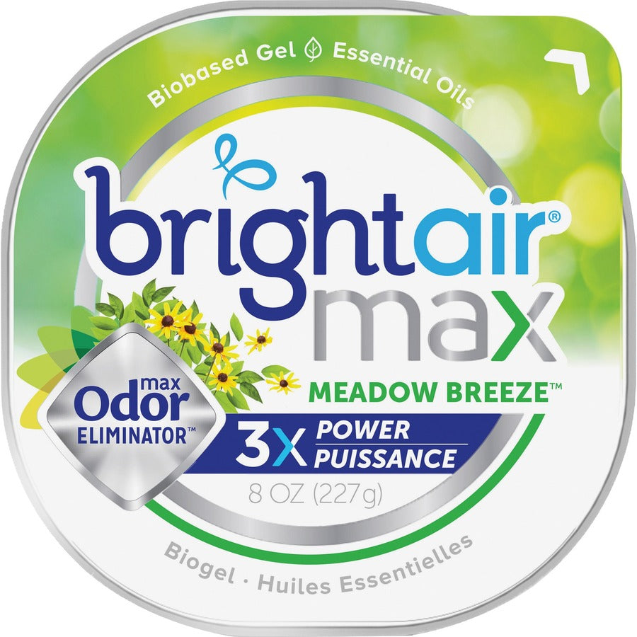 Bright Air Max Scented Gel Odor Eliminator - Gel - 8 oz - Meadow Breeze - Odor Neutralizer, Phthalate-free, Paraben-free, BHT Free, Bio-based, Formaldehyde-free, NPE-free - 1 Each