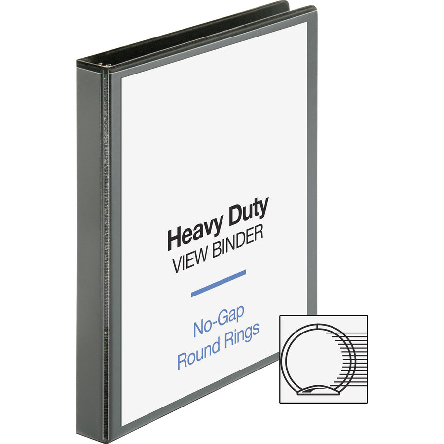 Business Source Heavy-duty View Binder, 1" Capacity, Letter Size, 225 Sheet Capacity, 2 Internal Pockets, Black, 1 Each