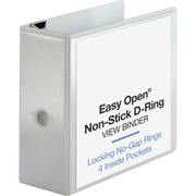 Business Source Locking D-Ring View Binder, 5" Capacity, Letter Size, 925 Sheet, 4 Pockets, White, Polypropylene-Covered Chipboard, Recycled, 1 Each
