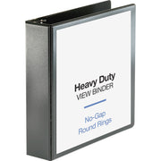 Business Source Heavy-duty View Binder, 2" Capacity, Holds 475 Letter-Size Sheets, Round Ring, 2 Internal Pockets, Black, Polypropylene-Covered Chipboard, 1 Each