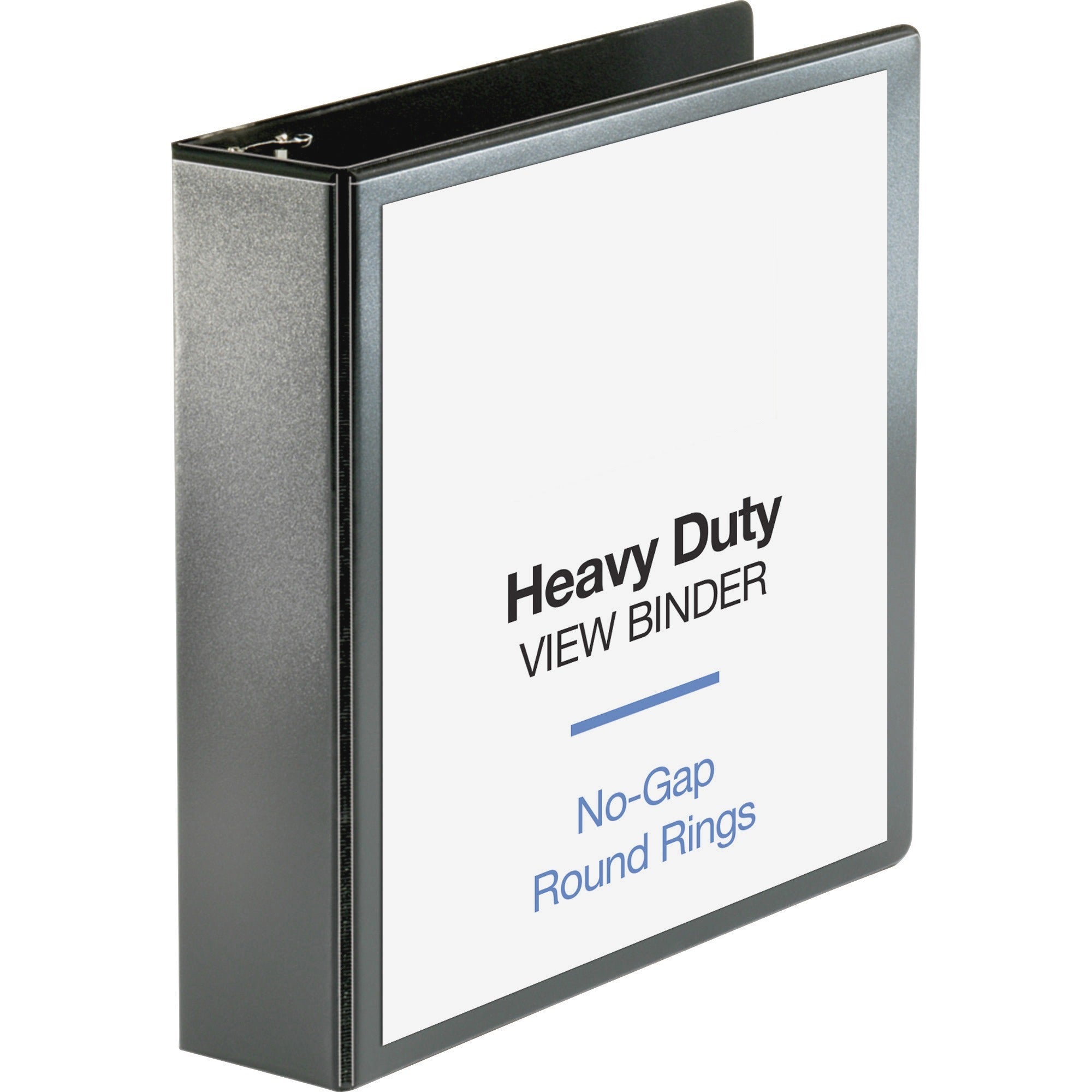 Business Source Heavy-duty View Binder, 2" Capacity, Holds 475 Letter-Size Sheets, Round Ring, 2 Internal Pockets, Black, Polypropylene-Covered Chipboard, 1 Each