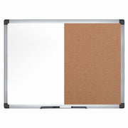 MasterVision Maya Series Dry-Erase Combo Board, 0.50" x 36" x 48", Natural Cork & Melamine Surface, Silver Aluminum Frame, 1 Each