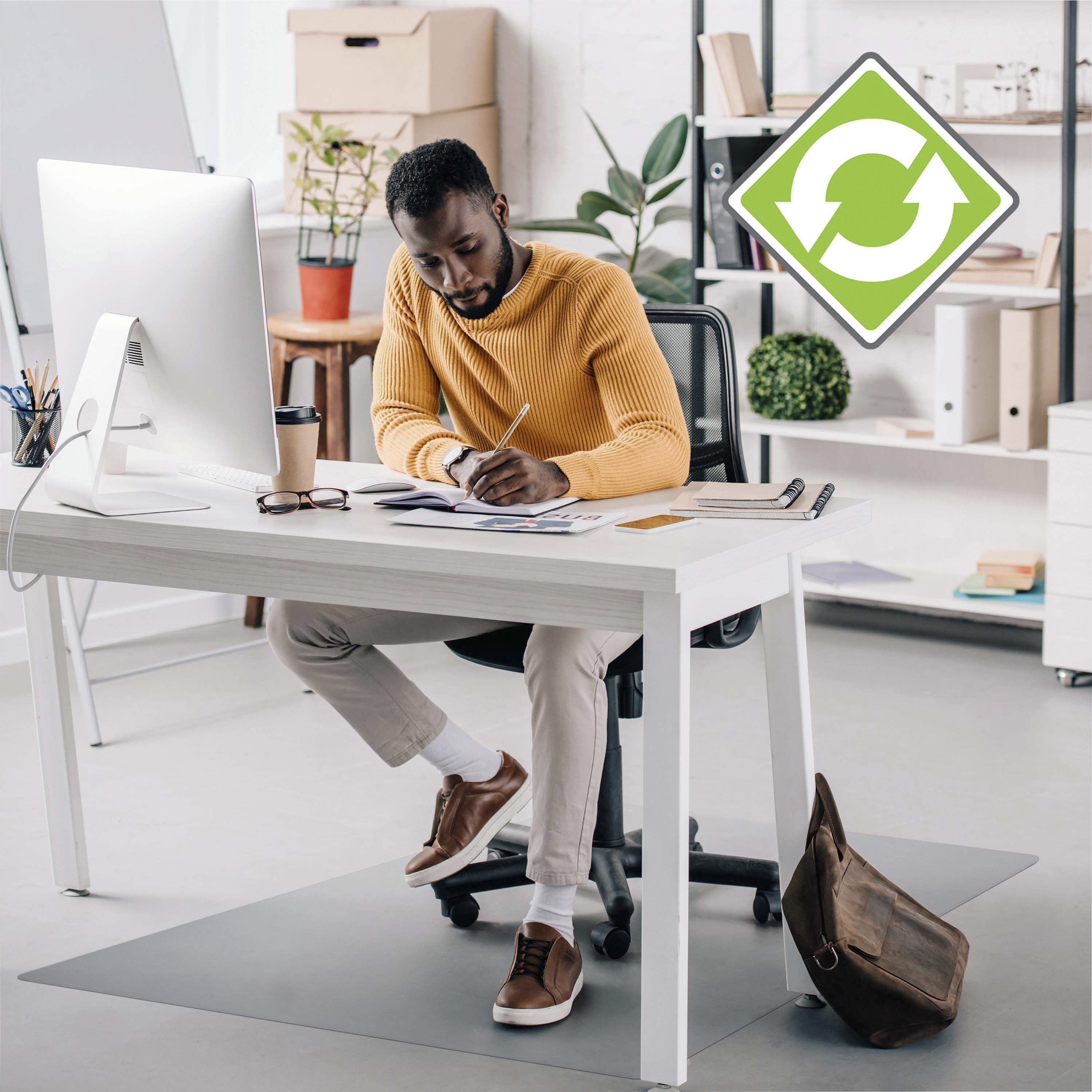 Floortex Ecotex Evolutionmat&reg; Anti-Slip Rectangular Chair Mat - Hard Floor, Pile Carpet, Home, Office - 48" Length x 30" Width x 0.075" Depth x 0.075" Thickness - Rectangular - Polymer - Clear - 1 Each - TAA Compliant