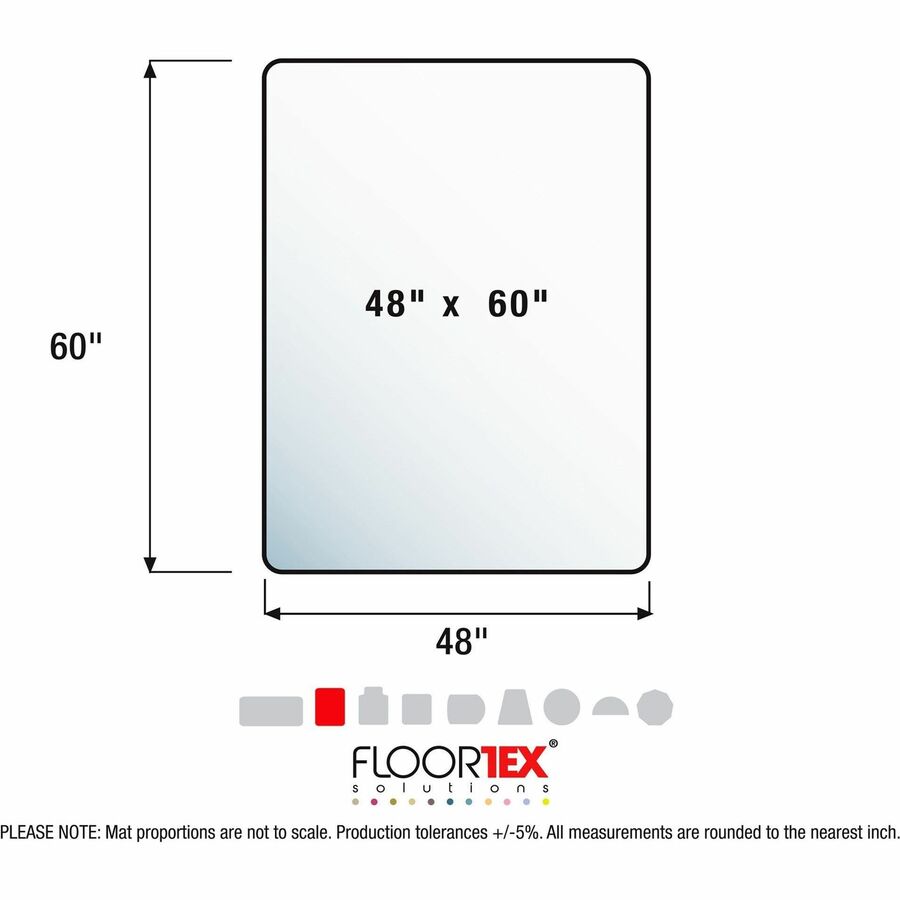 Floortex Evolutionmat Hard Floor Rectangular Chairmat - Hard Floor - 60" Length x 48" Width x 0.075" Depth x 0.080" Thickness - Rectangular - Clear - 1 Each