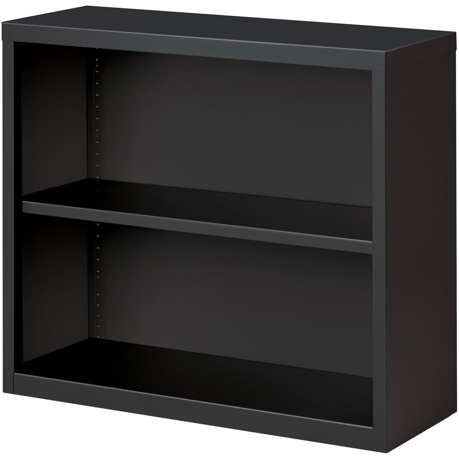 Lorell Fortress Series Bookcase - 30" Height x 34.5" Width x 12.6" Depth - 2 Shelve(s) - Material: Steel - Finish: Charcoal, Powder Coated - Adjustable Shelf, Welded, Durable - 1 Each