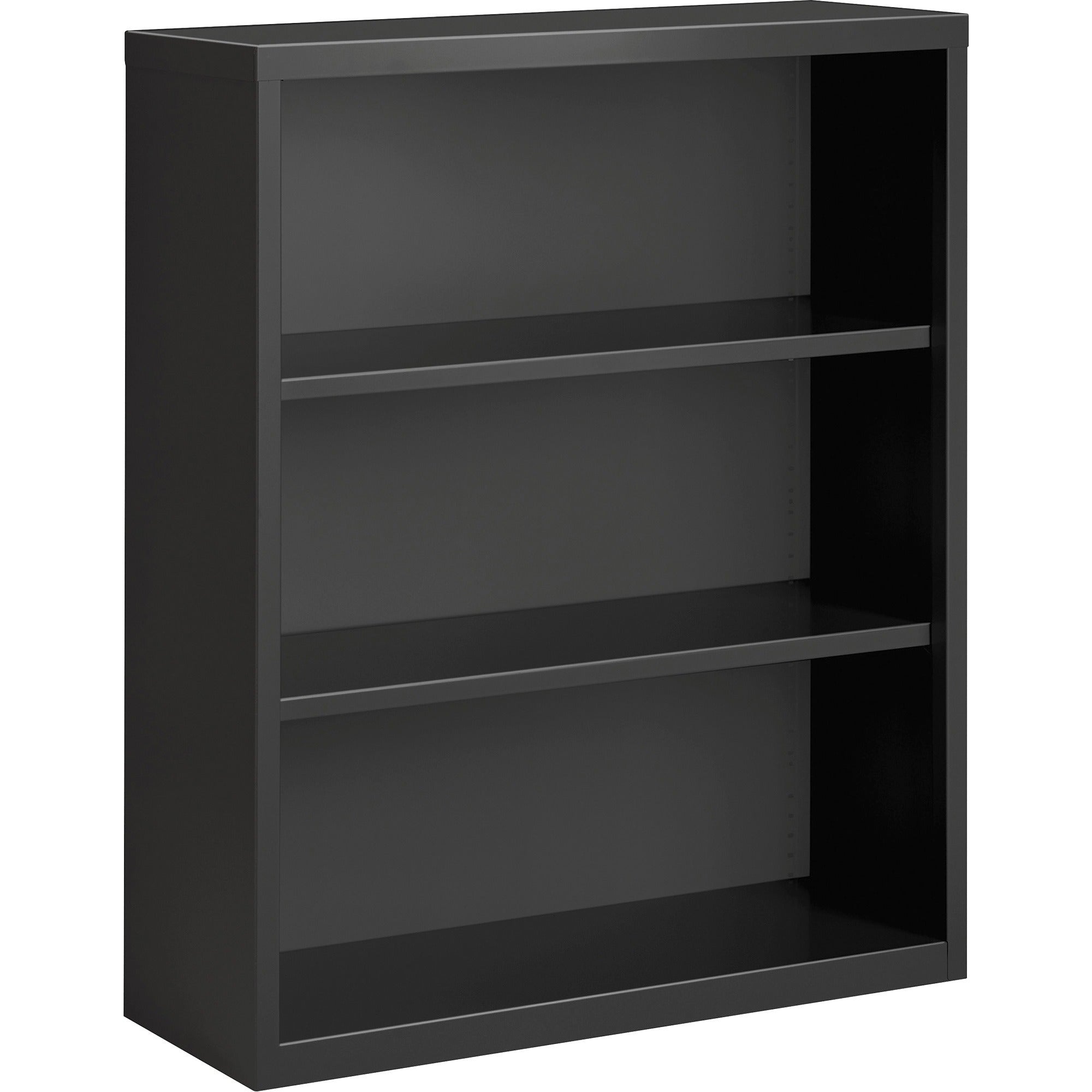 Lorell Fortress Series Bookcase - 42" Height x 34.5" Width x 13" Depth - 3 Shelve(s) - Material: Steel - Finish: Charcoal, Powder Coated - Adjustable Shelf, Welded, Durable - 1 Each