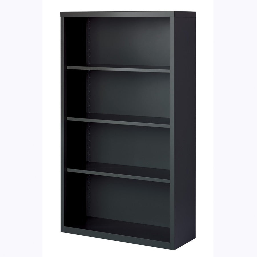 Lorell Fortress Series Bookcase - 60" Height x 34.5" Width x 13" Depth - 4 Shelve(s) - Material: Steel - Finish: Charcoal, Powder Coated - Adjustable Shelf, Welded, Durable - 1 Each