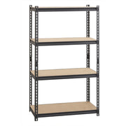 Lorell Iron Horse 2300 lb Capacity Riveted Shelving - 4 Shelf(ves) - 60" Height x 36" Width x 18" Depth - 30% Recycled - Black - Steel, Particleboard - 1 Each