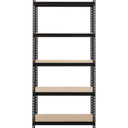 Lorell Iron Horse 2300 lb Capacity Riveted Shelving - 5 Shelf(ves) - 72" Height x 36" Width x 18" Depth - 30% Recycled - Black - Steel, Particleboard - 1 Each
