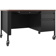 Lorell Fortress Series 48" Mobile Right-Pedestal Teachers Desk - 29.5" Height x 48" Width x 30" Depth - Single Pedestal on Right Side - T-mold Edge - 1 Each