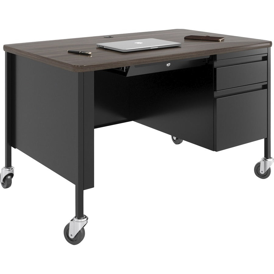 Lorell Fortress Series 48" Mobile Right-Pedestal Teachers Desk - 29.5" Height x 48" Width x 30" Depth - Single Pedestal on Right Side - T-mold Edge - 1 Each