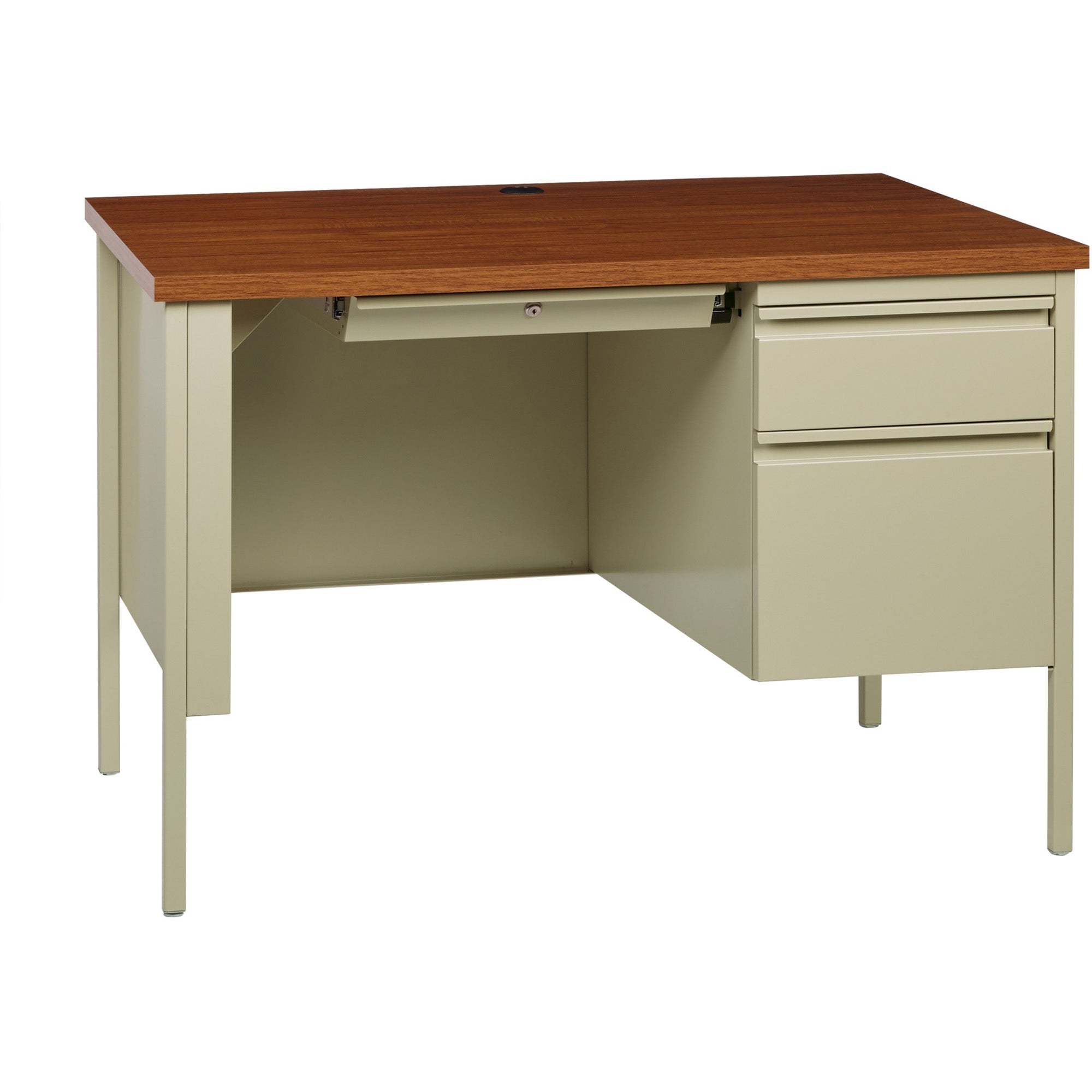 Lorell Fortress Series 45-1/2" Right Single-Pedestal Desk - 29.5" Height x 45.5" Width x 24" Depth, x 1.1" Thickness Table Top - Single Pedestal on Right Side - Square Edge - 1 Each