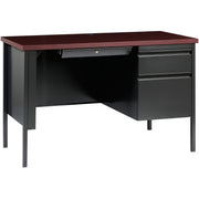 Lorell Fortress Series 45.5" Right Single-Pedestal Desk, Mahogany Laminate, Charcoal Steel Frame, Square Edge, 29.5"H x 45.5"W x 24"D, 1 Each