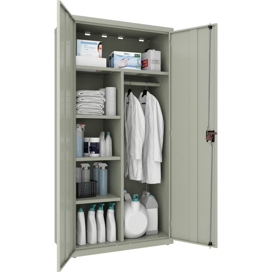 Lorell Fortress Series Wardrobe Cabinet - 18" Length x 36" Width x 72" Height - 2 x Door(s) - Locking Door - Gray - Steel - Recycled