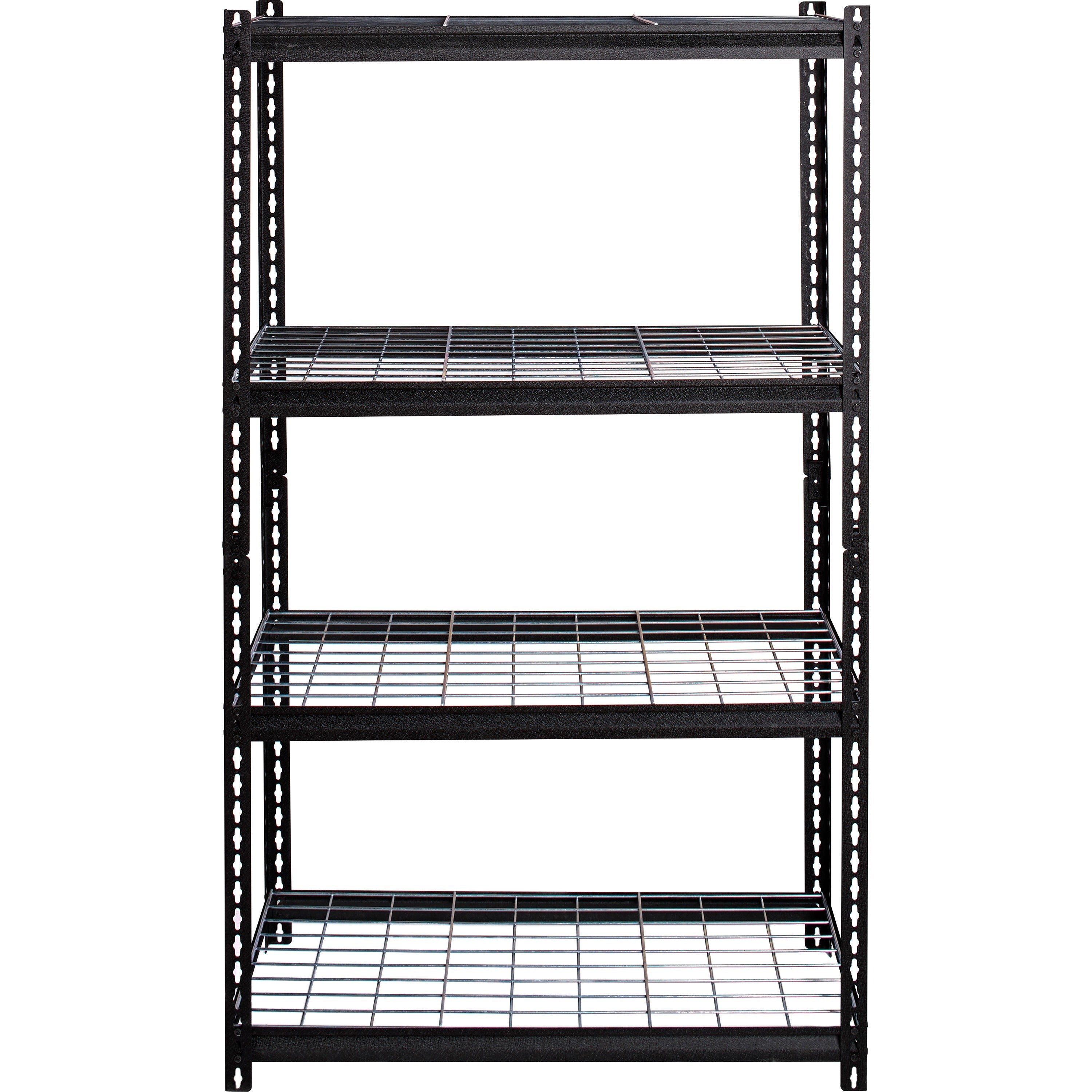 Lorell Wire Deck Shelving - 4 Shelf(ves) - 60" Height x 36" Width x 18" Depth - Easy to Clean, Heavy Duty, Rust Resistant, Durable - 30% Recycled - Powder Coated - Black - Steel - 1 Each