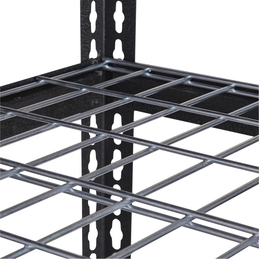 Lorell Wire Deck Shelving - 4 Shelf(ves) - 60" Height x 36" Width x 18" Depth - Easy to Clean, Heavy Duty, Rust Resistant, Durable - 30% Recycled - Powder Coated - Black - Steel - 1 Each