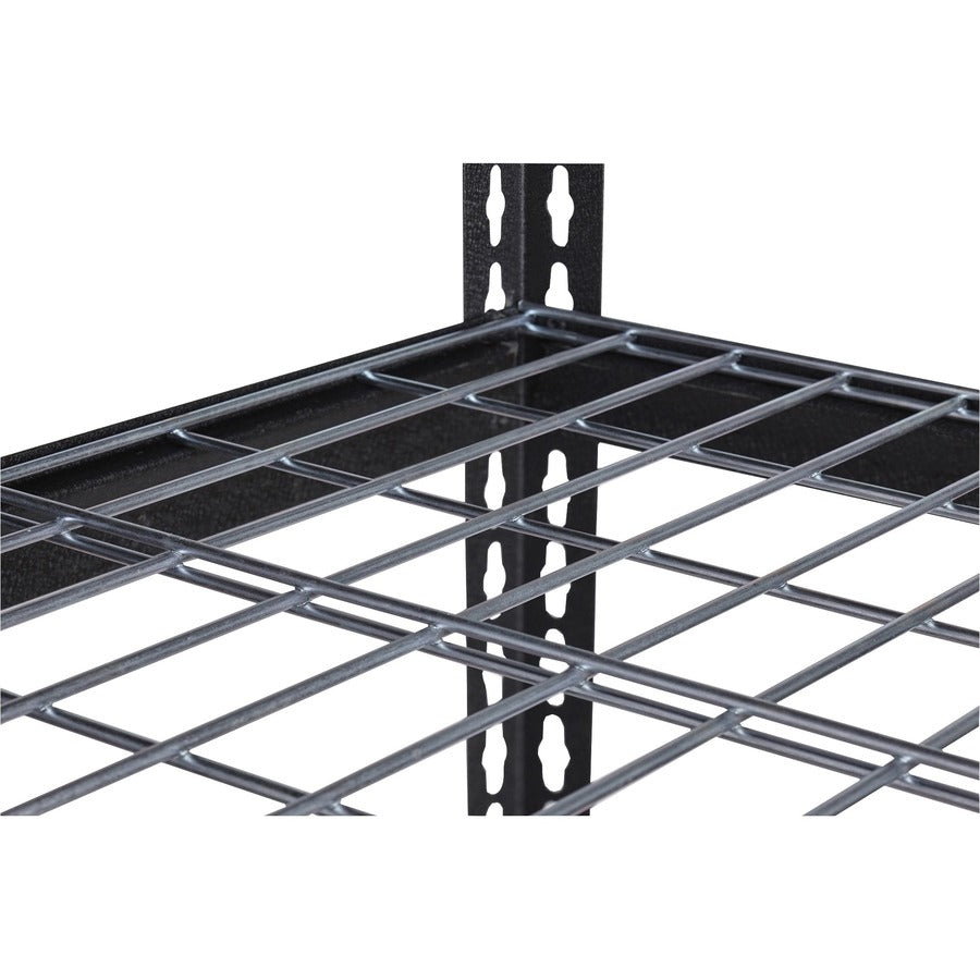Lorell Wire Deck Shelving - 4 Shelf(ves) - 60" Height x 36" Width x 18" Depth - Easy to Clean, Heavy Duty, Rust Resistant, Durable - 30% Recycled - Powder Coated - Black - Steel - 1 Each