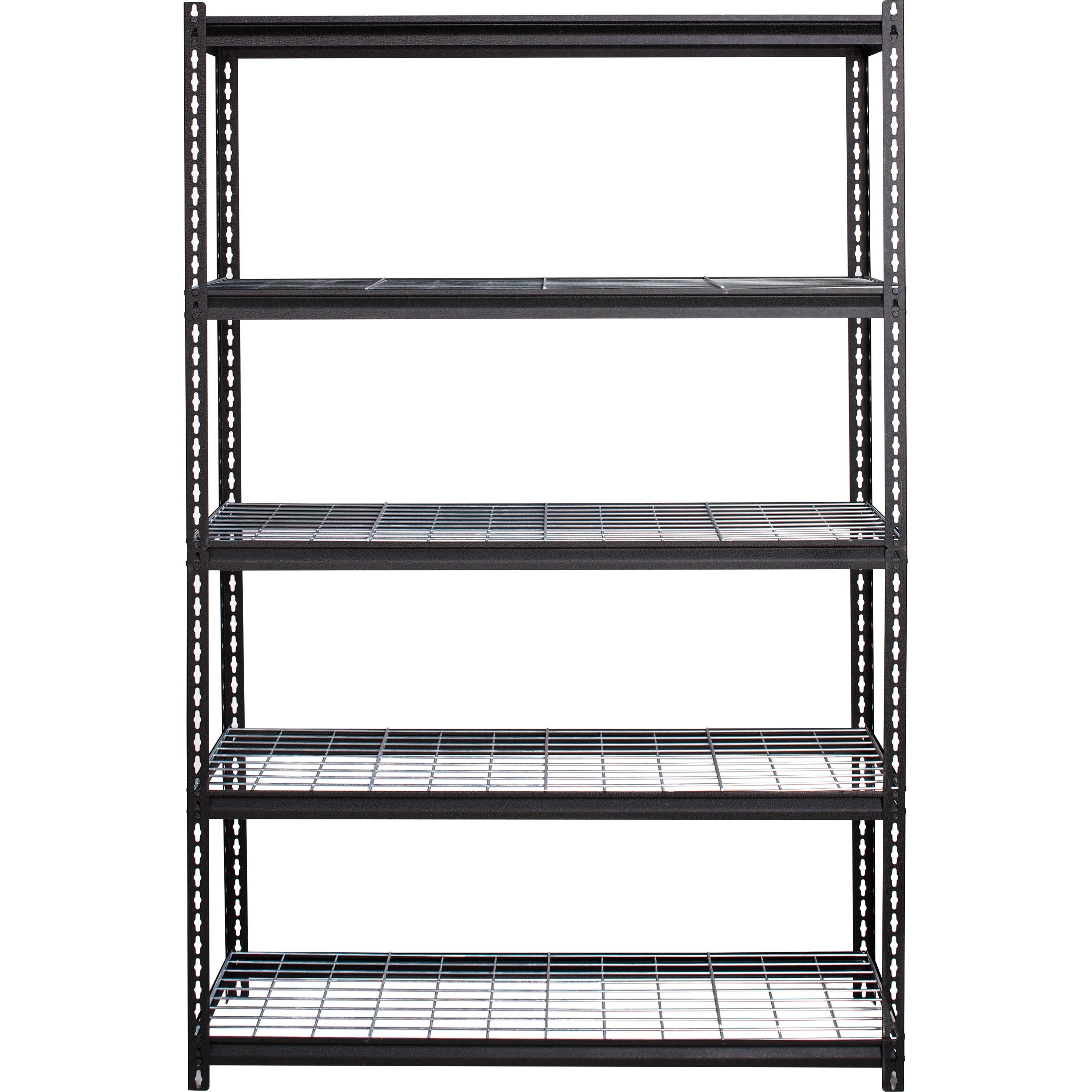 Lorell Wire Deck Shelving - 5 Shelf(ves) - 72" Height x 48" Width x 18" Depth - Easy to Clean, Heavy Duty, Rust Resistant, Durable - 28% Recycled - Powder Coated - Black - Steel - 1 Each