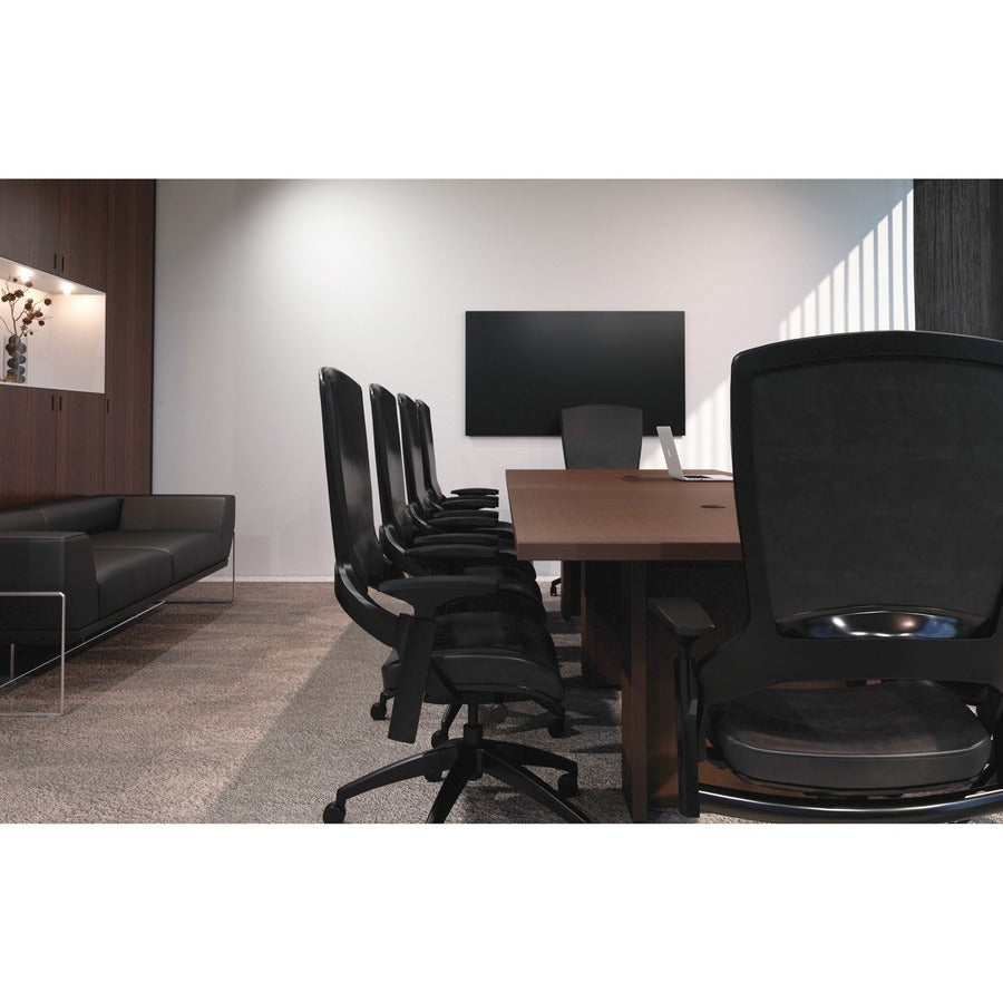 Lorell Prominence 2.0 Slim Modular Table Base - Mahogany Base - 28" Height x 24" Width x 8" Depth - Assembly Required - 1 Each