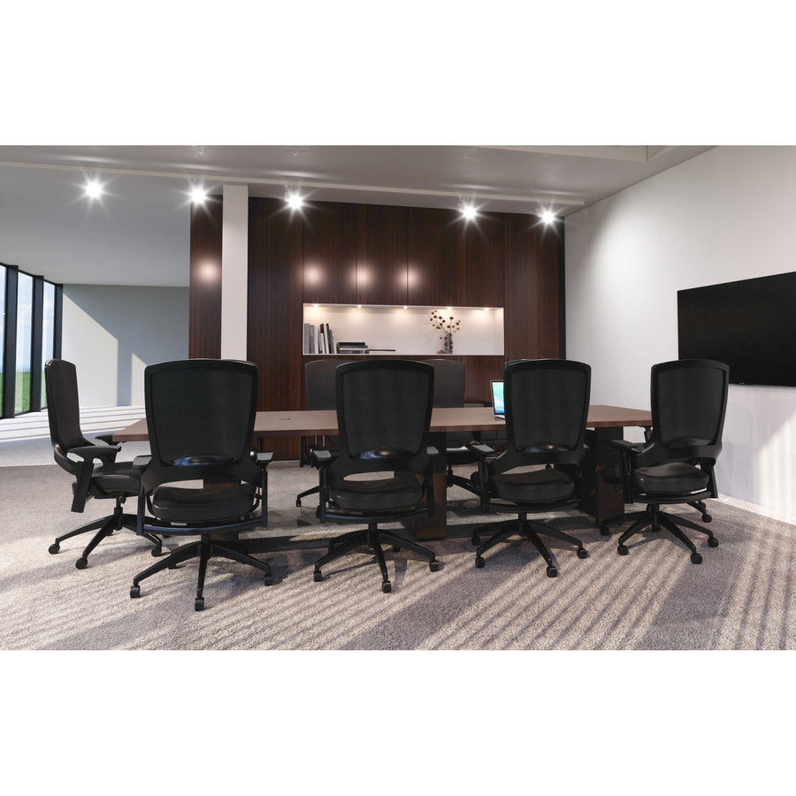 Lorell Prominence 2.0 Half-Racetrack Conference Tabletop - Mahogany Racetrack, Laminated Top - 60" Table Top Width x 48" Table Top Depth x 1.50" Table Top Thickness - Assembly Required - Particleboard Top Material - 1 Each