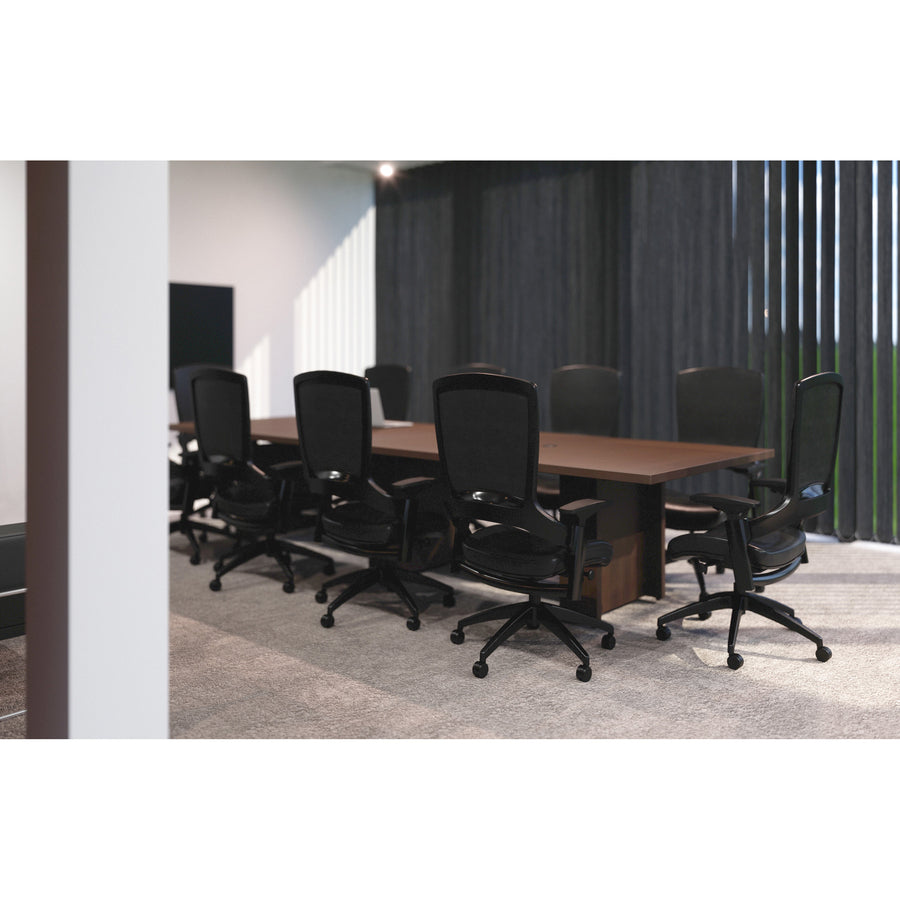 Lorell Prominence 2.0 Half-Racetrack Conference Tabletop - Mahogany Racetrack, Laminated Top - 72" Table Top Width x 48" Table Top Depth x 1.50" Table Top Thickness - Assembly Required - Particleboard Top Material - 1 Each
