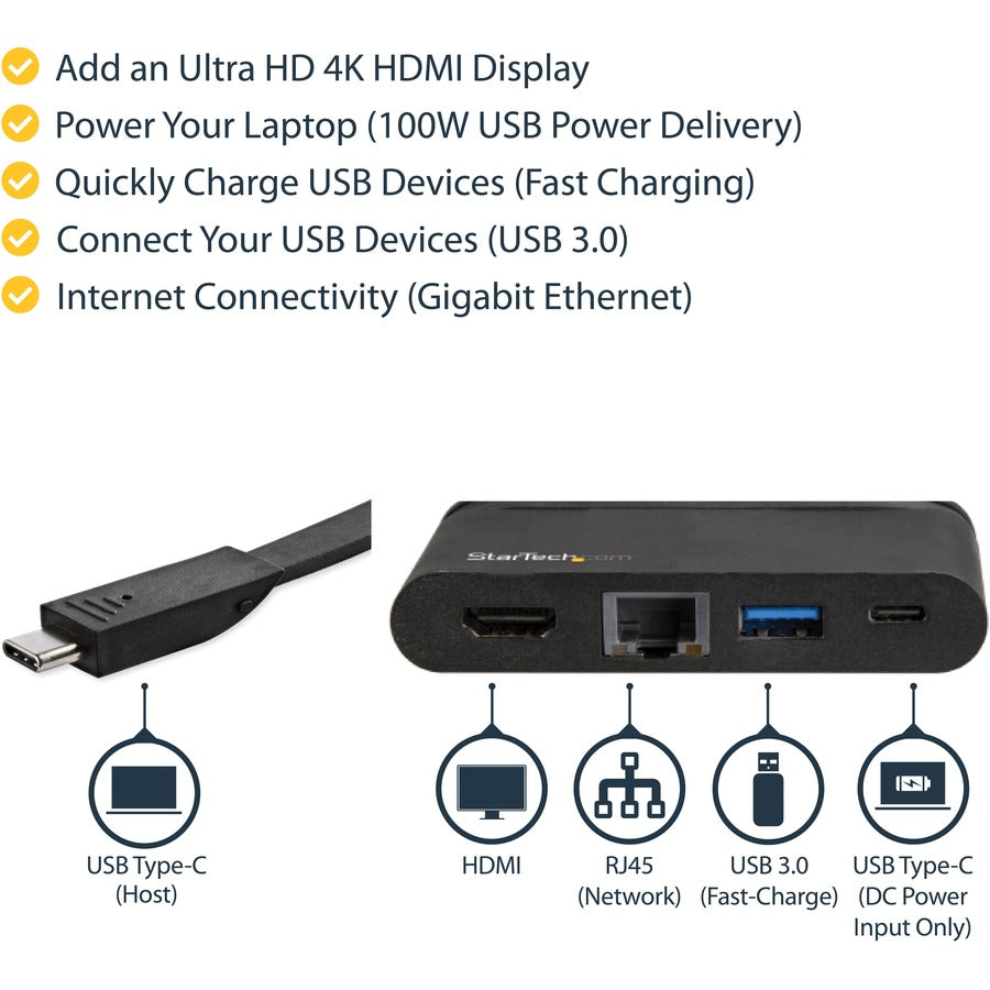 StarTech.com USB-C Multiport Adapter with HDMI - 1xA - 1xC - 100W PD 3.0