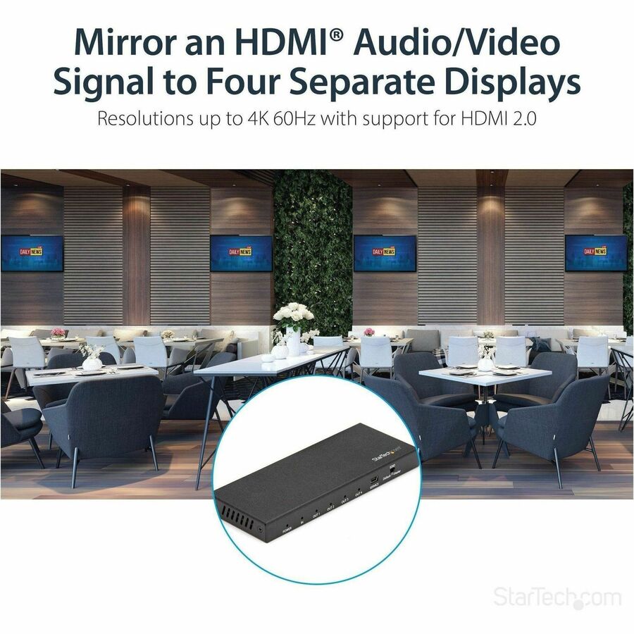 StarTech.com 4-Port HDMI Splitter - 4K 60Hz