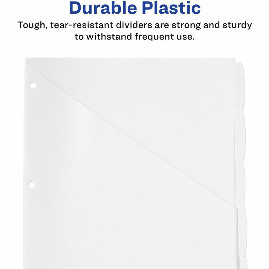Avery Write & Erase Pocket Plastic Dividers, 5 Dividers with 5 Write-on Tabs, White, 3-Hole Punched, 1 Set