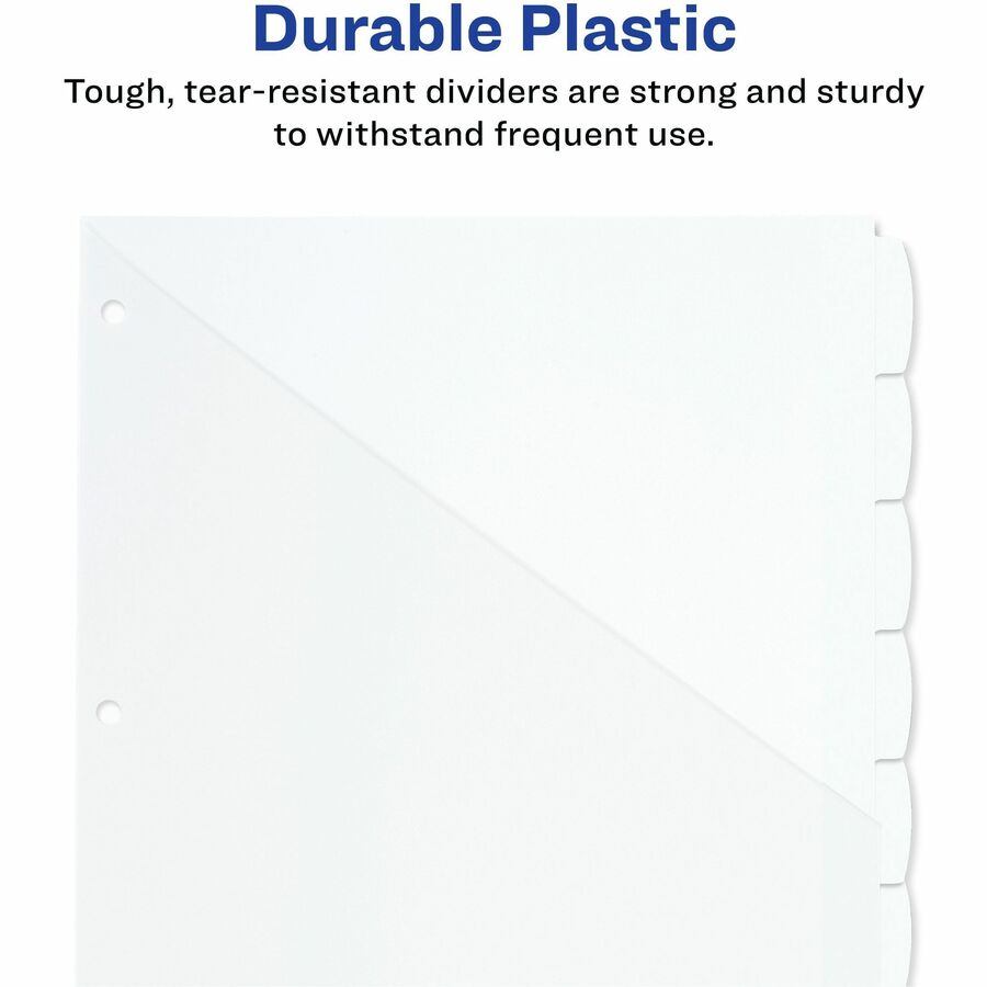 Avery Write & Erase Pocket Plastic Dividers, 8 Dividers with 8 Write-on Tabs, White, 3-Hole Punched, 1 Set