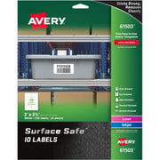 Avery&reg; Surface Safe ID Label - 2" Width x 3 1/2" Length - Removable Adhesive - Rectangle - Laser, Inkjet - White - Film - Water Resistant - 10 / Sheet - 25 Total Sheets - 250 Total Label(s) - 1 Pack